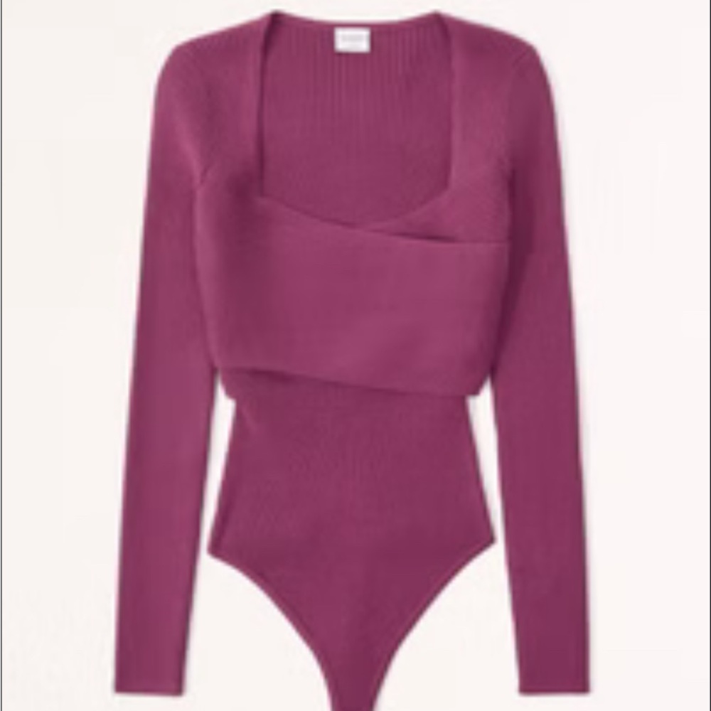 Abercrombie & Fitch Plum Long-Sleeve Scoop Neck Sweater Bodysuit